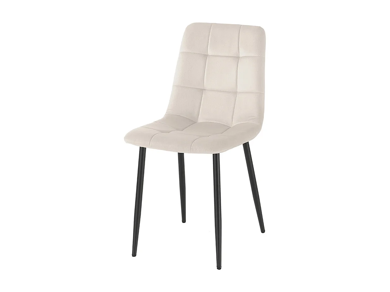 Juego de 4 sillas de comedor y cocina de terciopelo con efecto acolchado Corfù Stock - Beige
