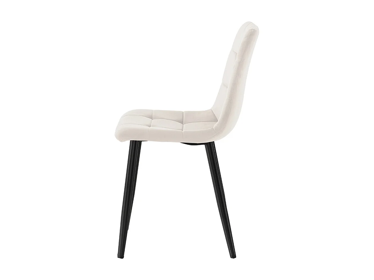 Juego de 4 sillas de comedor y cocina de terciopelo con efecto acolchado Corfù Stock - Beige