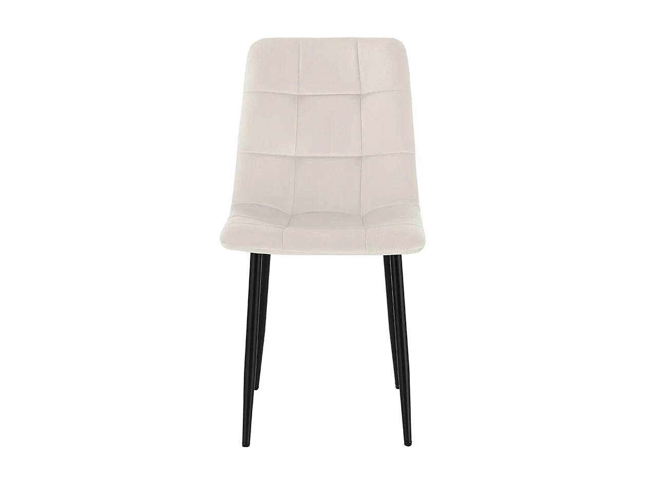 Juego de 4 sillas de comedor y cocina de terciopelo con efecto acolchado Corfù Stock - Beige