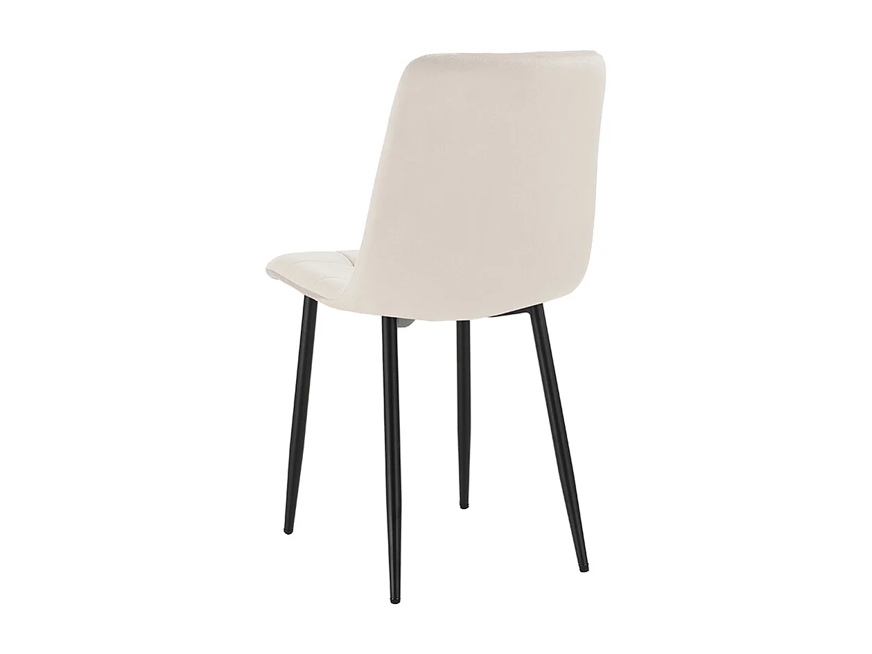 Juego de 4 sillas de comedor y cocina de terciopelo con efecto acolchado Corfù Stock - Beige