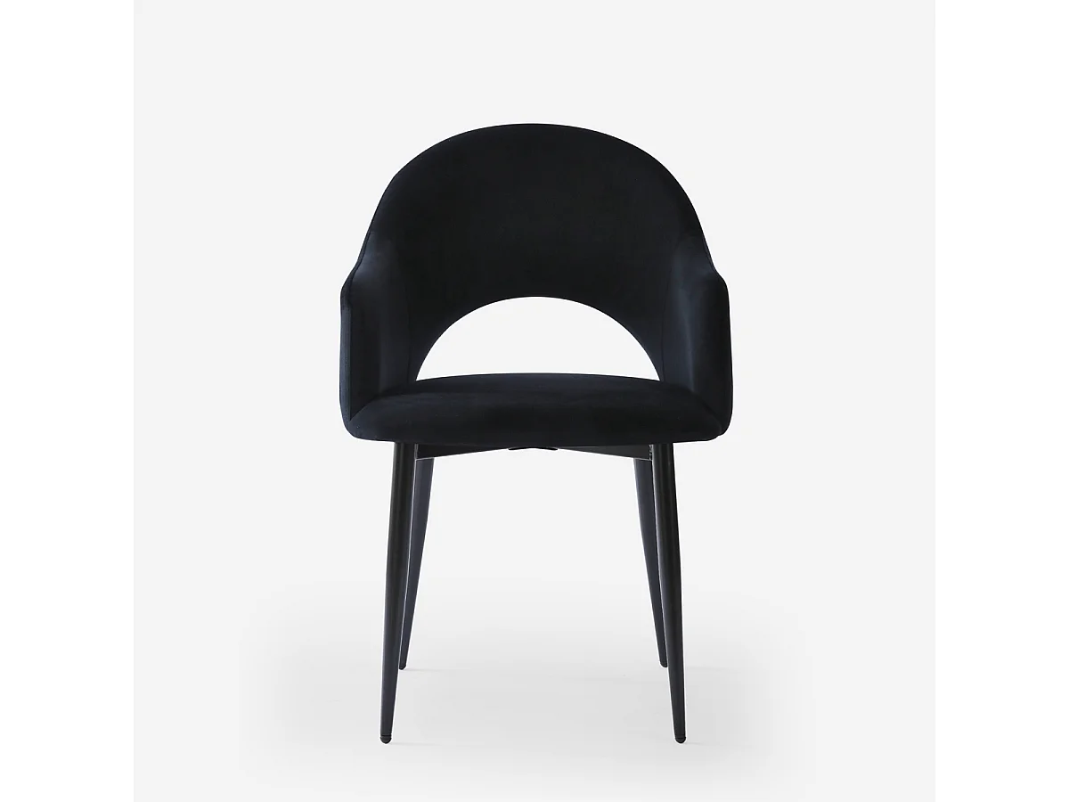 Sedia con braccioli moderna in velluto per sala da pranzo e cucina Rozan - Nero