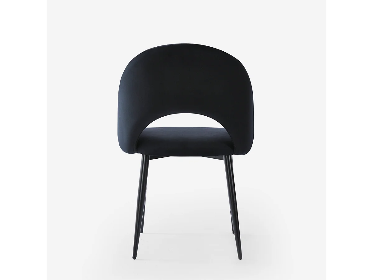 Sedia con braccioli moderna in velluto per sala da pranzo e cucina Rozan - Nero