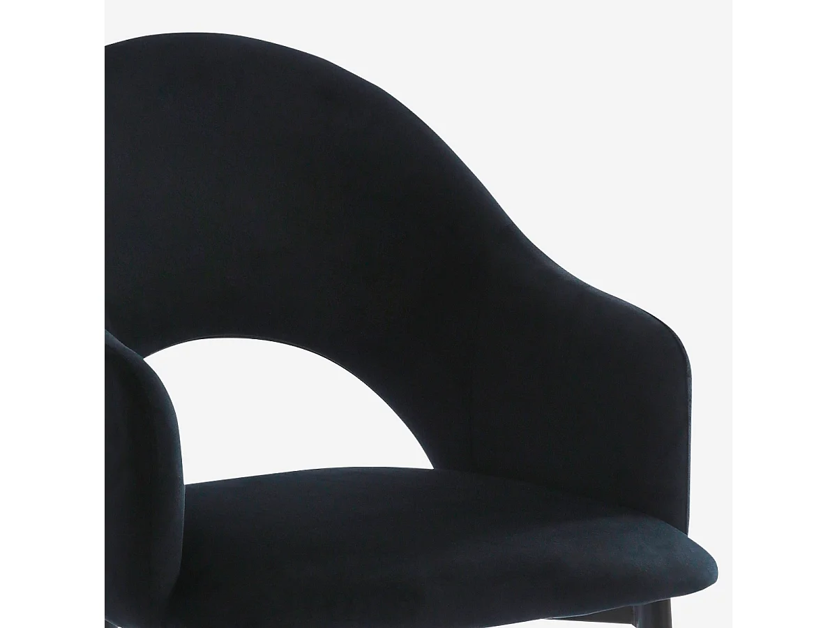 Sedia con braccioli moderna in velluto per sala da pranzo e cucina Rozan - Nero