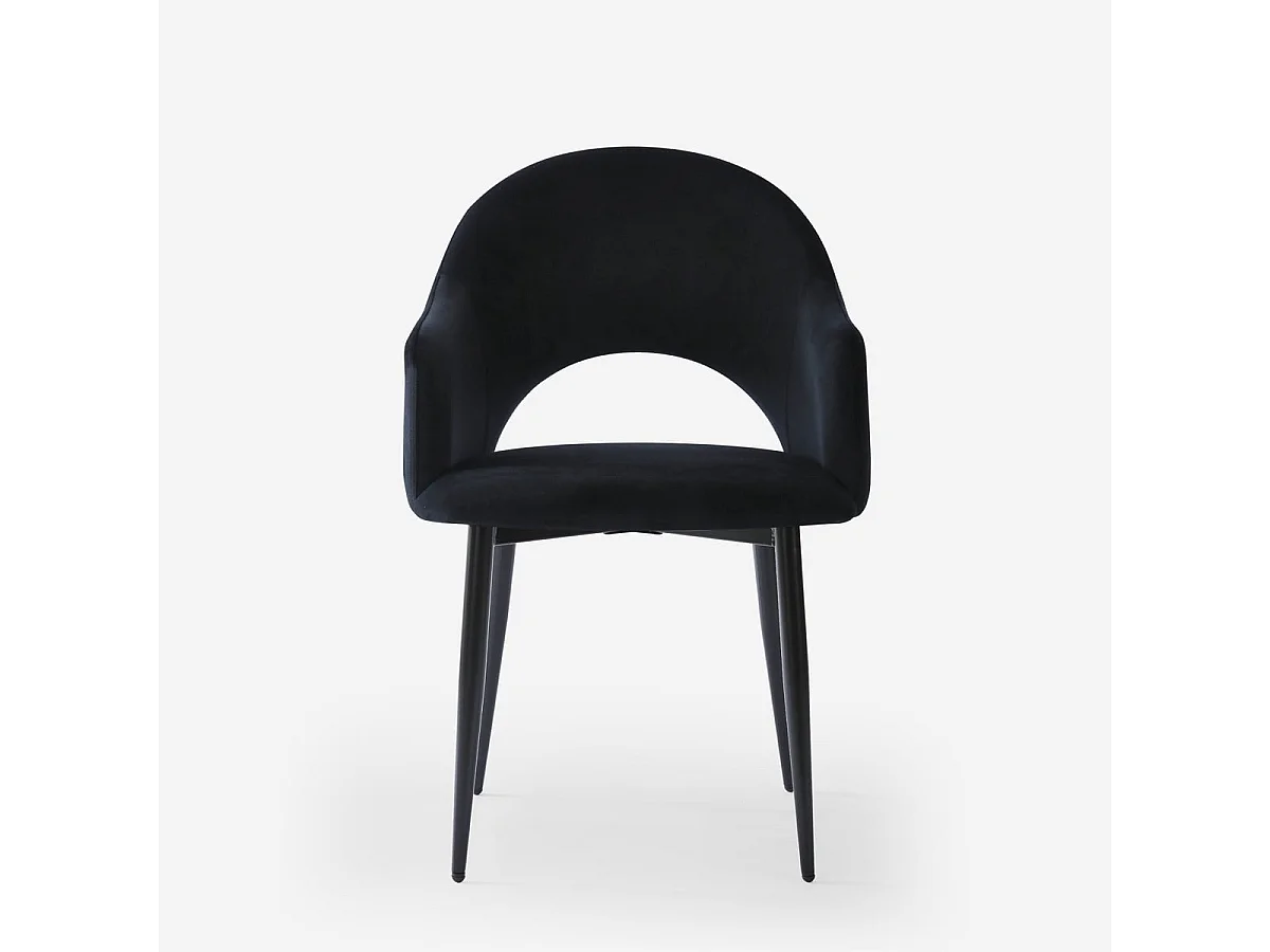Stuhl mit Armlehnen modern aus Samt für Esszimmer und Küche Rozan - Schwarz