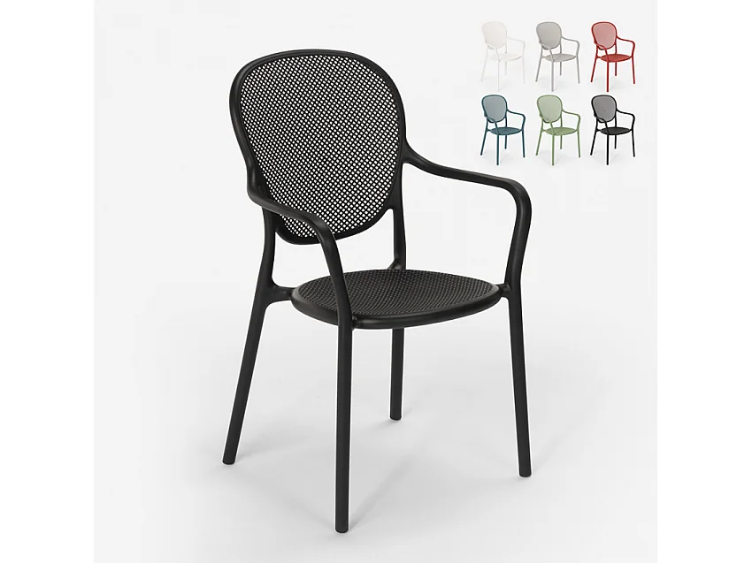 Silla de comedor moderna para bar, restaurante y cocina al aire libre en polipropileno Clara - Negro