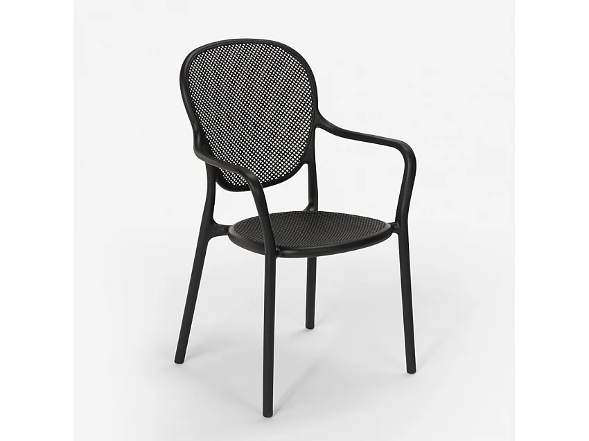 Silla de comedor moderna para bar, restaurante y cocina al aire libre en polipropileno Clara - Negro