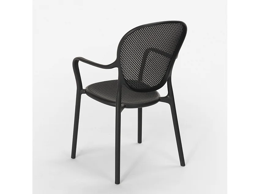 Silla de comedor moderna para bar, restaurante y cocina al aire libre en polipropileno Clara - Negro