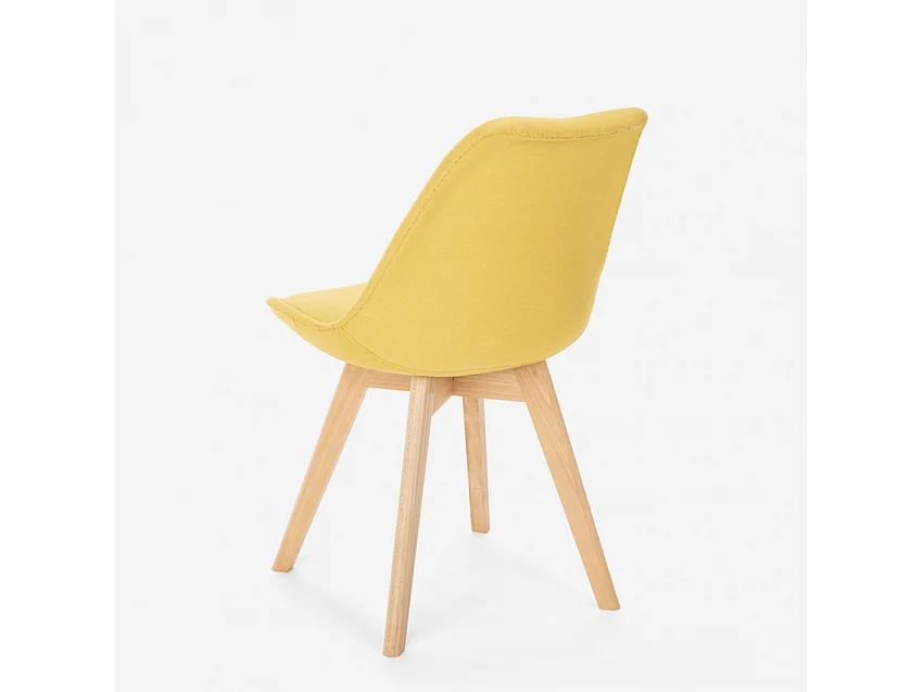 Nordic Design Stuhl aus Holz und Stoff und Kissen Küchen Bars Restaurants Dolphin - Gelb