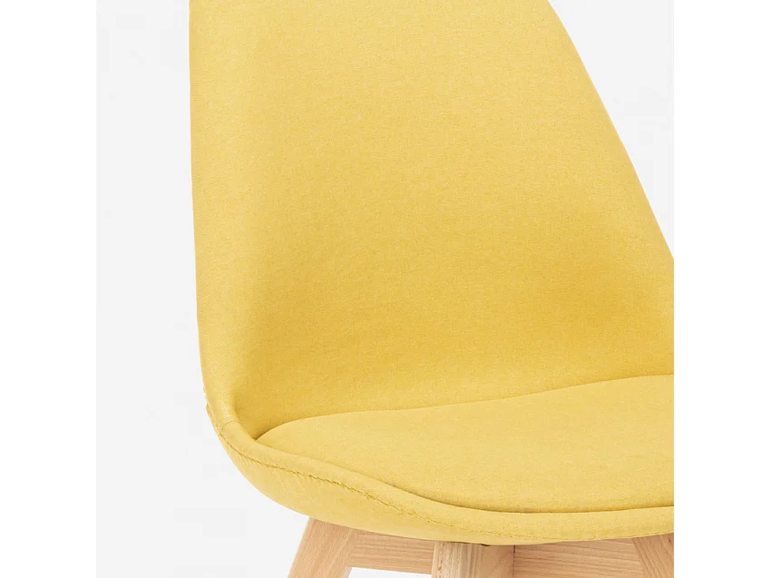 Nordic Design Stuhl aus Holz und Stoff und Kissen Küchen Bars Restaurants Dolphin - Gelb
