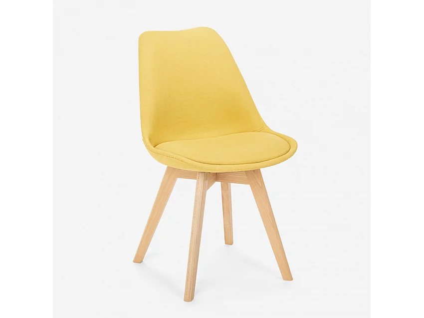 Silla de comedor de diseño nórdico con cojín Dolphin - Amarillo