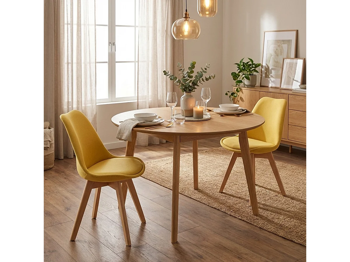 Silla de comedor de diseño nórdico con cojín Dolphin - Amarillo