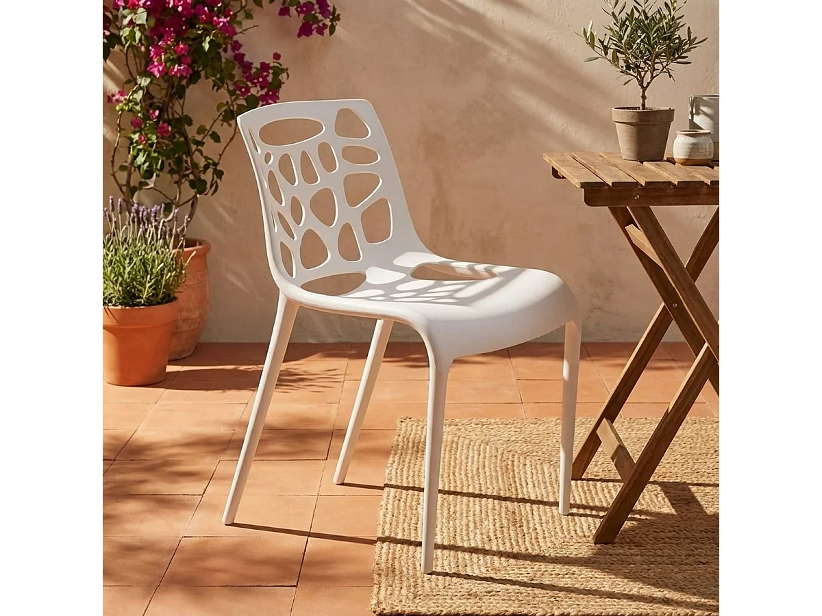 Silla polipropileno anti uv diseño moderno Gelateria cocina cafetería - Blanco