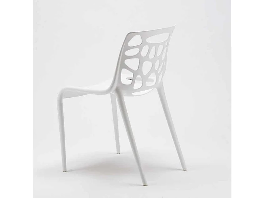 Silla polipropileno anti uv diseño moderno Gelateria cocina cafetería - Blanco