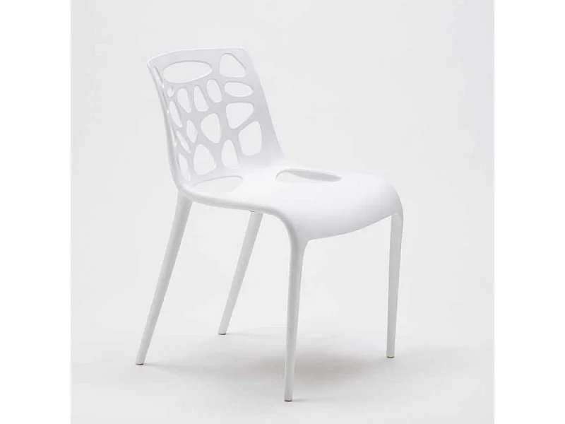 Silla polipropileno anti uv diseño moderno Gelateria cocina cafetería - Blanco