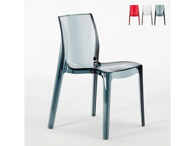 Sedie trasparenti cucina bar Femme Fatale Grand Soleil Design in policarbonato - Trasparente Nero Antracite