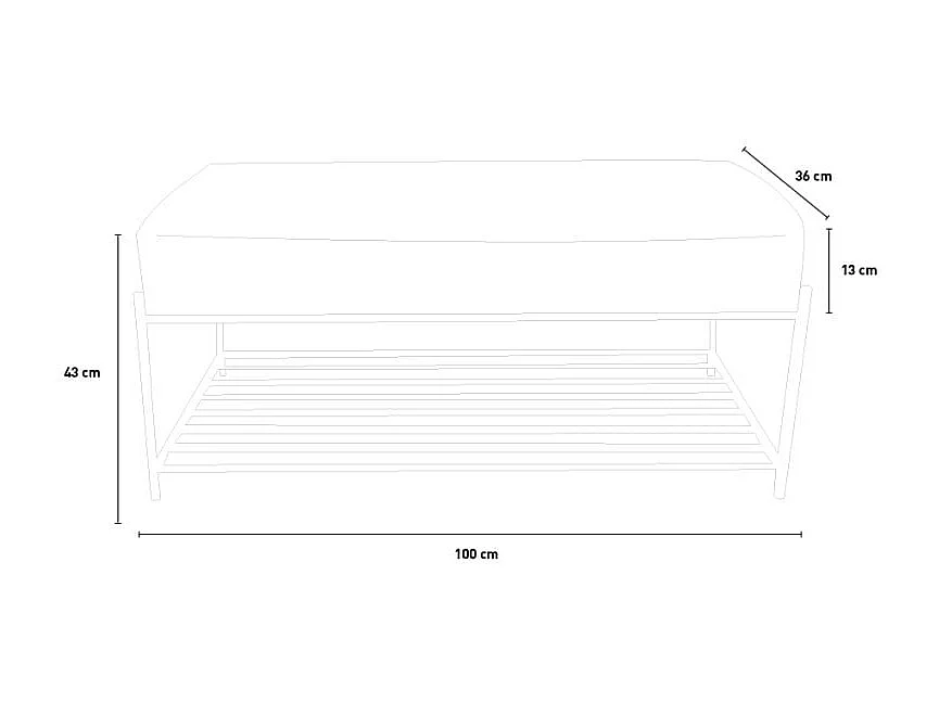 Banc à chaussures entrée design moderne velours gris Degas - Gris