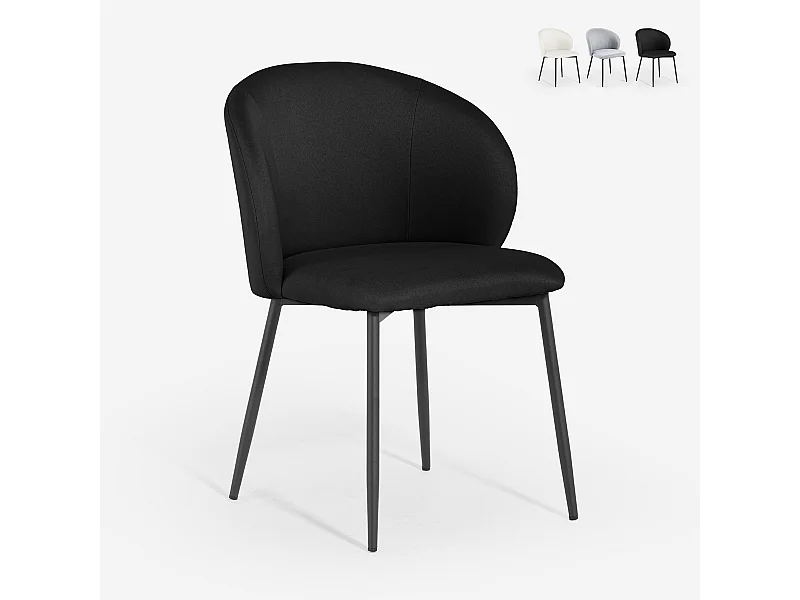 Moderner Esszimmer- und Küchenstuhl aus Designstoff Kadim - Schwarz
