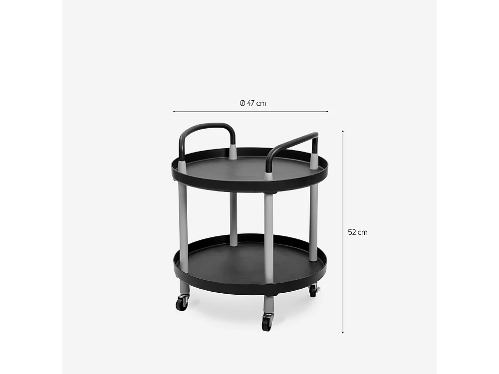 Lebensmittelwagen rund im skandinavischen Design mit Rädern Biky - Schwarz