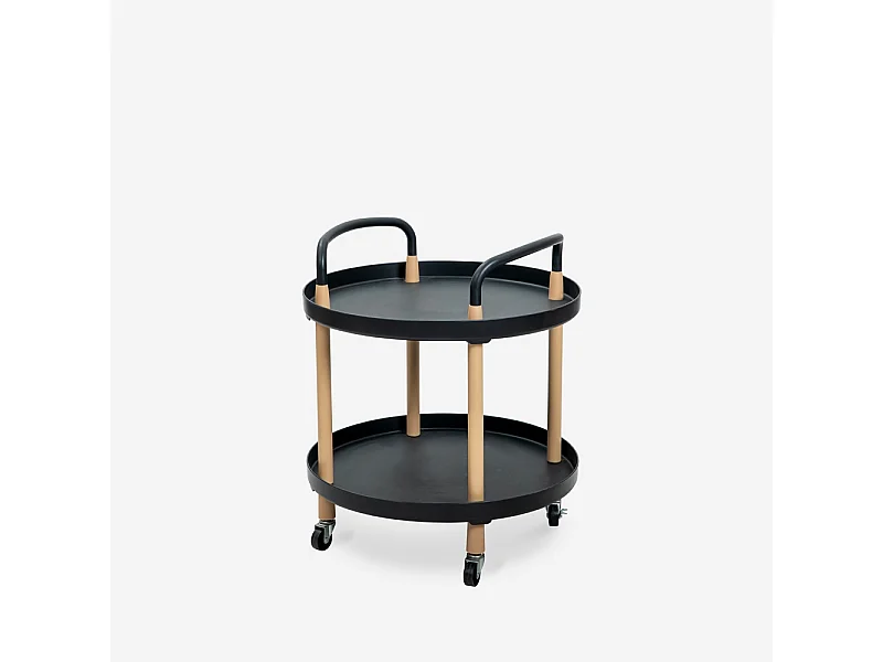 Lebensmittelwagen rund im skandinavischen Design mit Rädern Biky - Schwarz