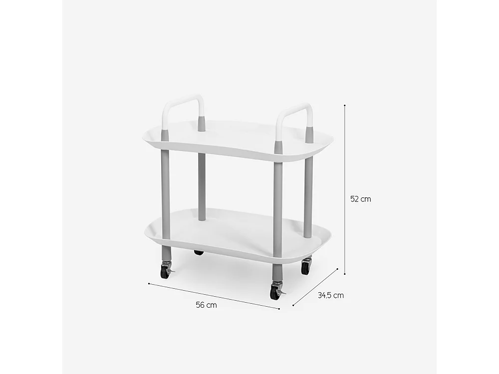 Lebensmittelwagen modern mit Rädern 2 Ablagen schwarz weiß Wala - Schwarz