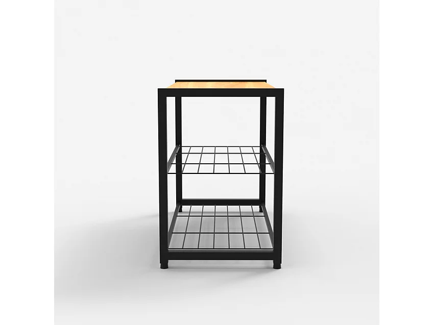 Scarpiera aperta ingresso 2 ripiani 1 mensola 8 paia di scarpe legno metallo Amnes - Nero