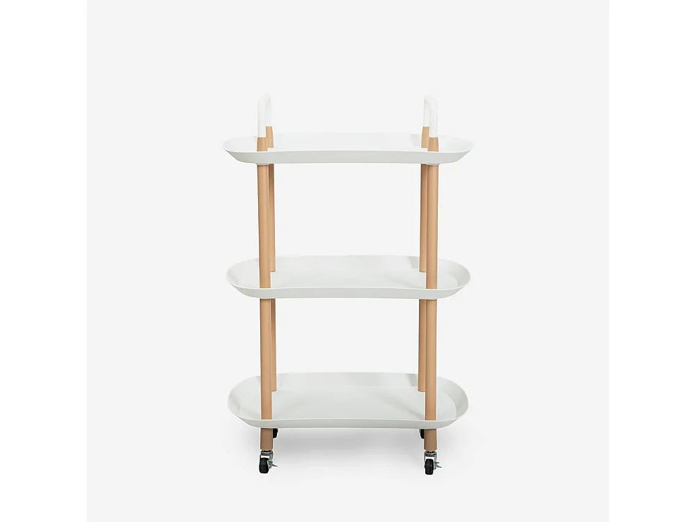 Servierwagen Küche Design mit Rädern 3 Ablagen Wala Plus - Weiß