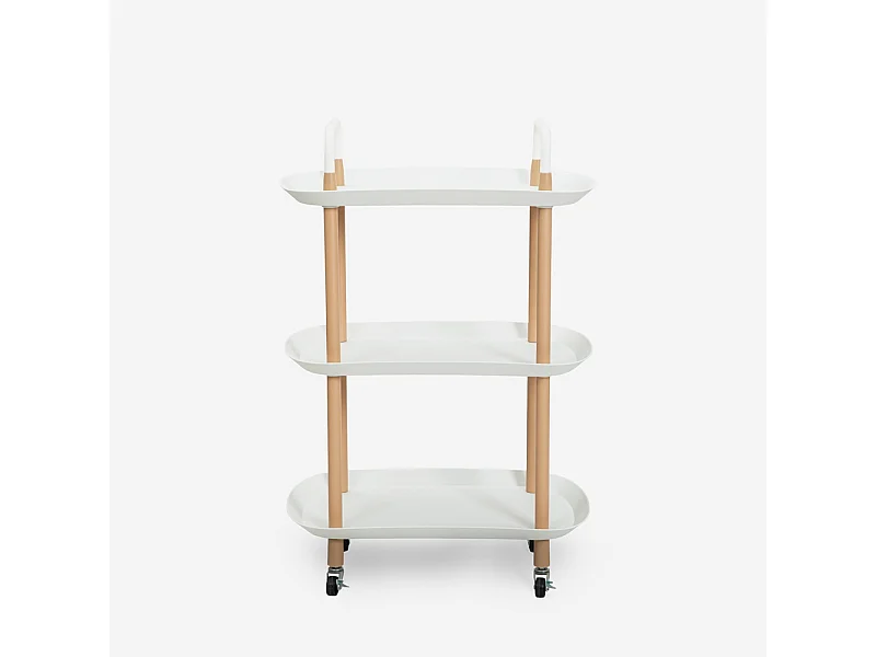 Servierwagen Küche Design mit Rädern 3 Ablagen Wala Plus - Weiß