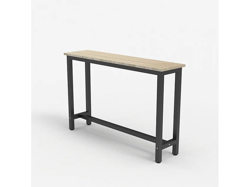 Mesa de entrada móvil 120x40cm de madera y patas de metal  Welcome light dark - Natural