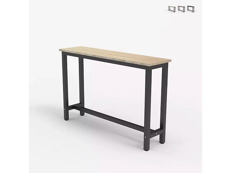 Mesa de entrada móvil 120x40cm de madera y patas de metal  Welcome light dark - Natural