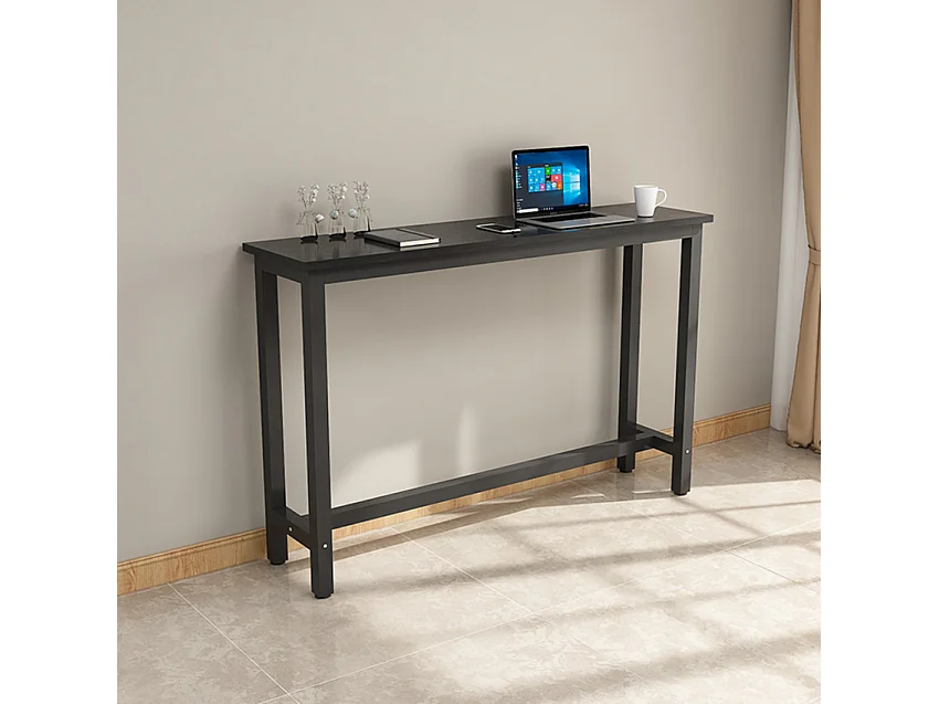 Mesa de entrada móvil 120x40cm de madera y patas de metal  Welcome light dark - Negro