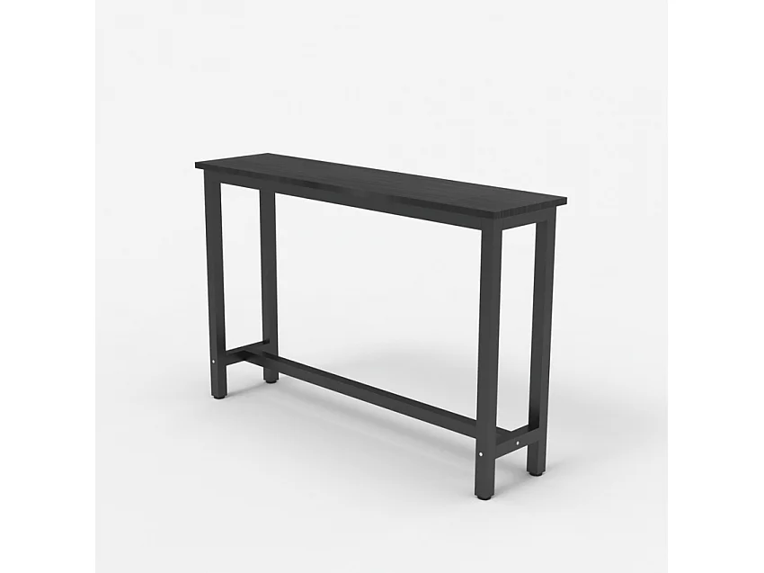 Mesa de entrada móvil 120x40cm de madera y patas de metal  Welcome light dark - Negro