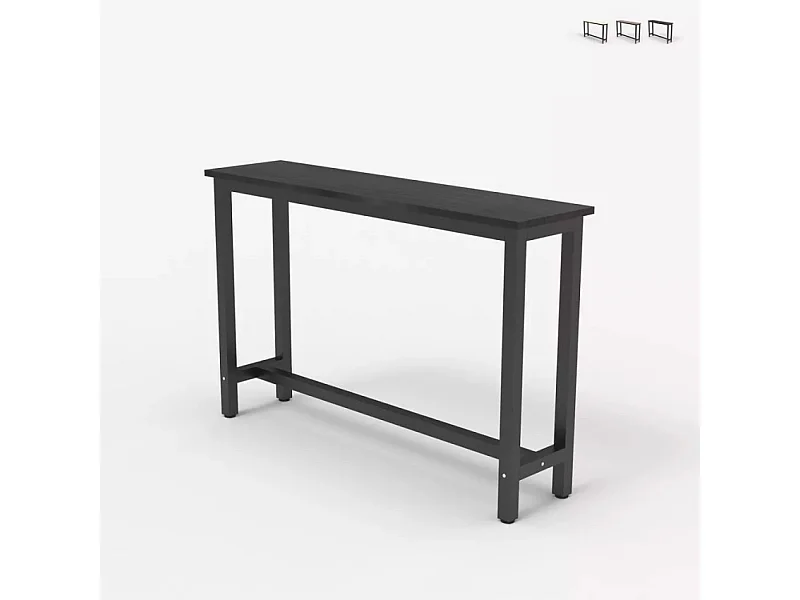 Mesa de entrada móvil 120x40cm de madera y patas de metal  Welcome light dark - Negro