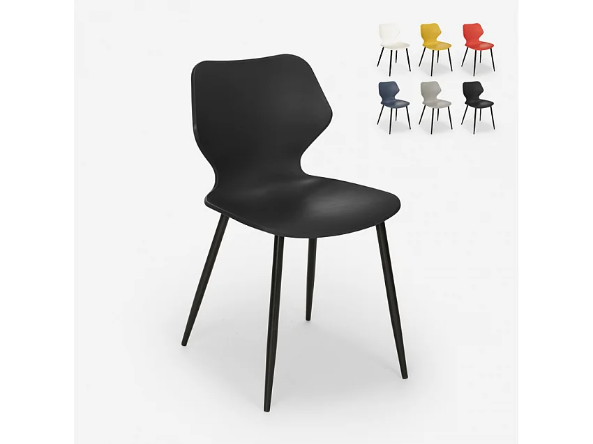 Silla de diseño moderno metal polipropileno restaurante comedor Ladysmith - Negro