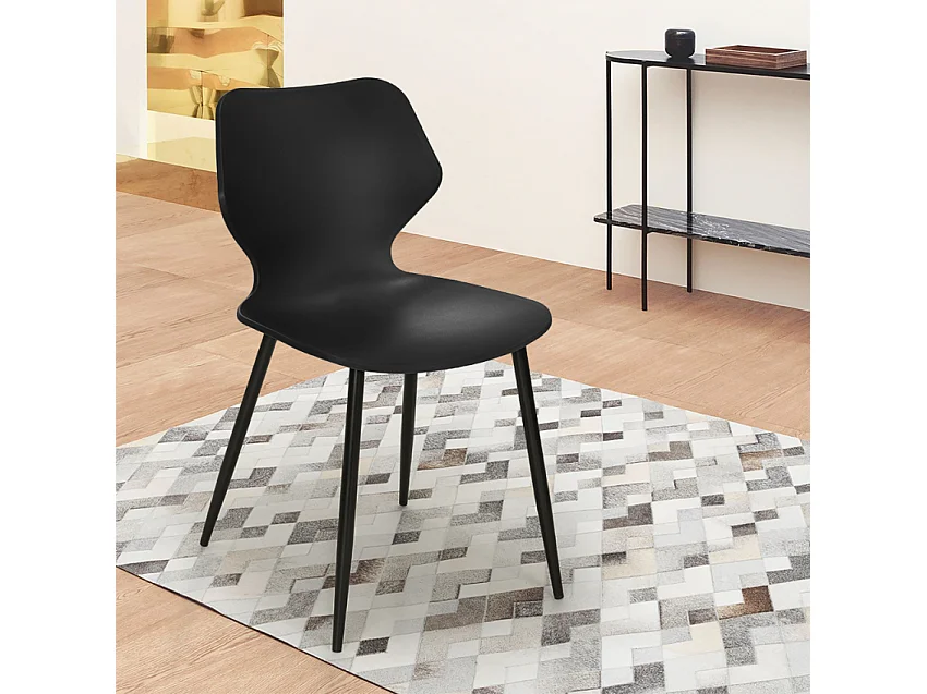 Silla de diseño moderno metal polipropileno restaurante comedor Ladysmith - Negro