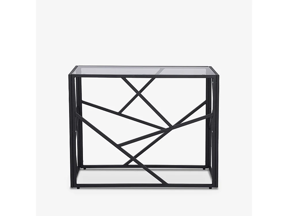 Consola para recibidor de diseño moderno de 100x40x78cm con tablero de cristal Kevin - Negro