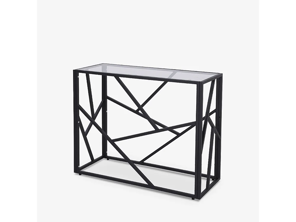 Consola para recibidor de diseño moderno de 100x40x78cm con tablero de cristal Kevin - Negro