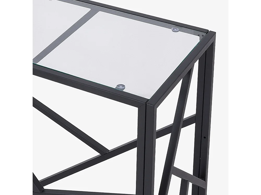 Consola para recibidor de diseño moderno de 100x40x78cm con tablero de cristal Kevin - Negro