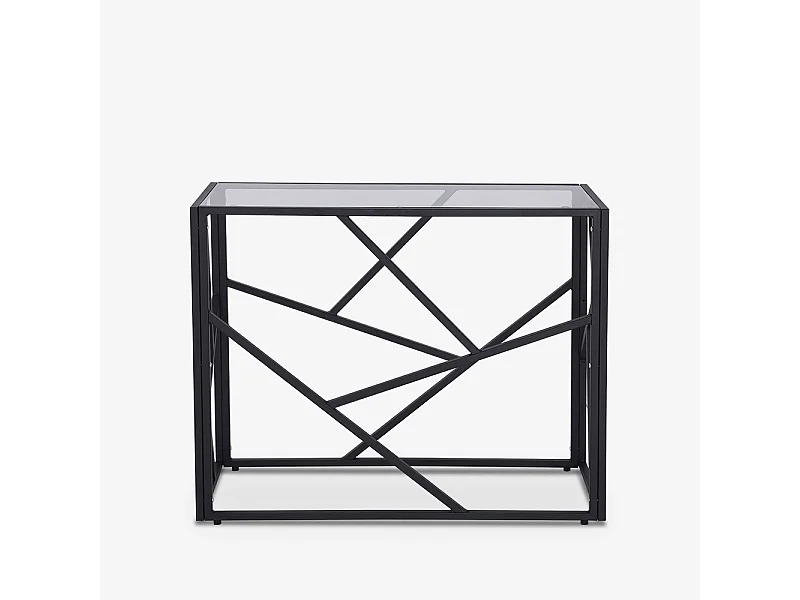 Consola para recibidor de diseño moderno de 100x40x78cm con tablero de cristal Kevin - Negro