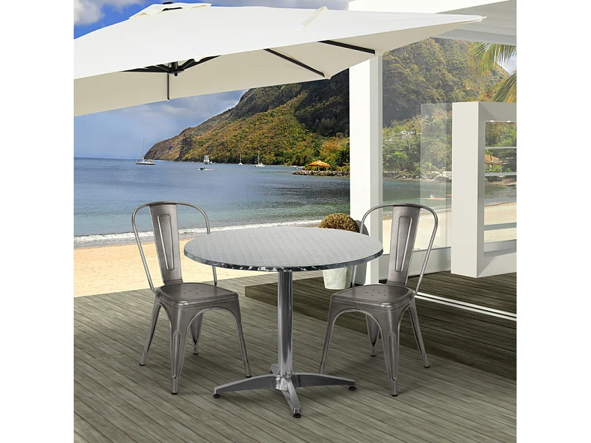 ensemble table ronde 70cm acier 2 chaises vintage style design taerium