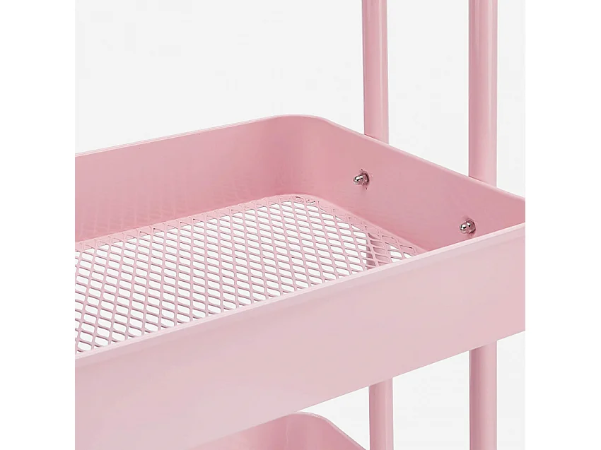 Servierwagen mit 3 Etagen und Rädern aus Metall Sall - Pink