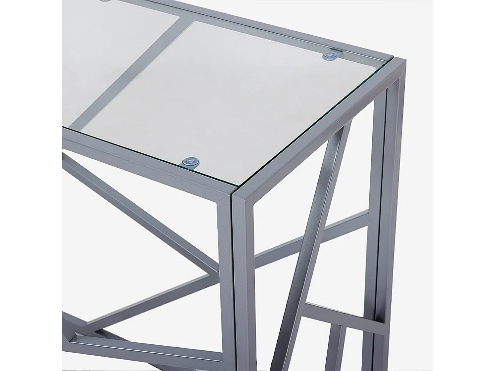 Consola para recibidor de diseño moderno de 100x40x78cm con tablero de cristal Kevin - Gris