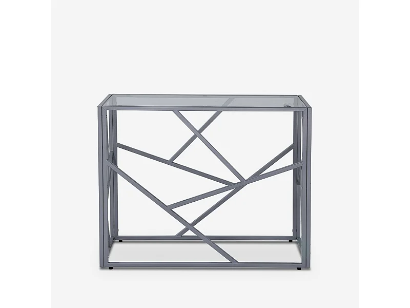 Consola para recibidor de diseño moderno de 100x40x78cm con tablero de cristal Kevin - Gris