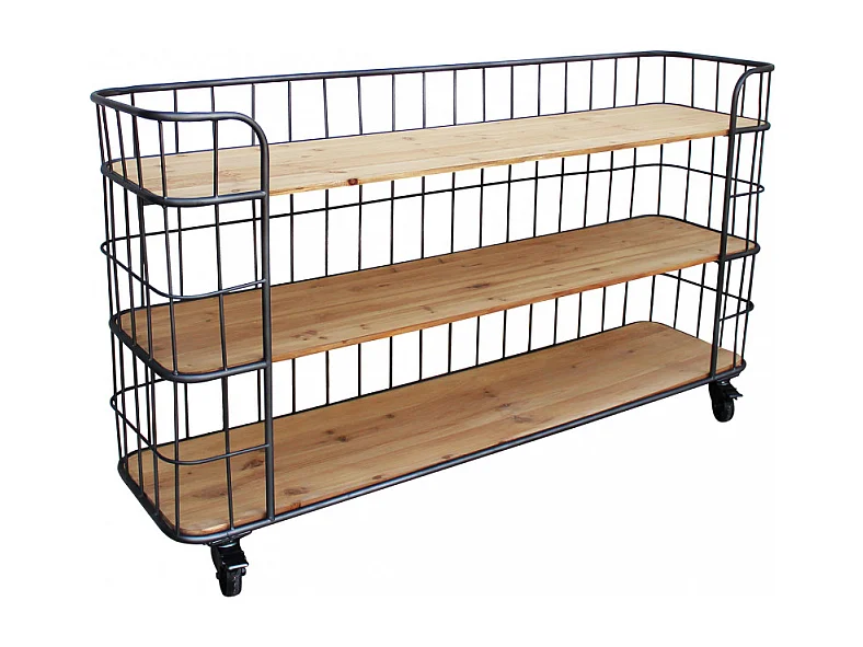 Industrie-Stil Bücherregal mit 3 Regalböden und Rollen Abner