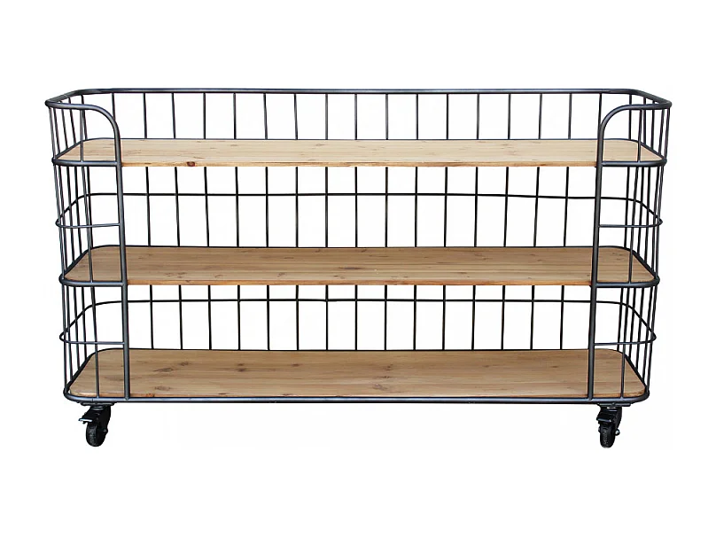 Industrie-Stil Bücherregal mit 3 Regalböden und Rollen Abner