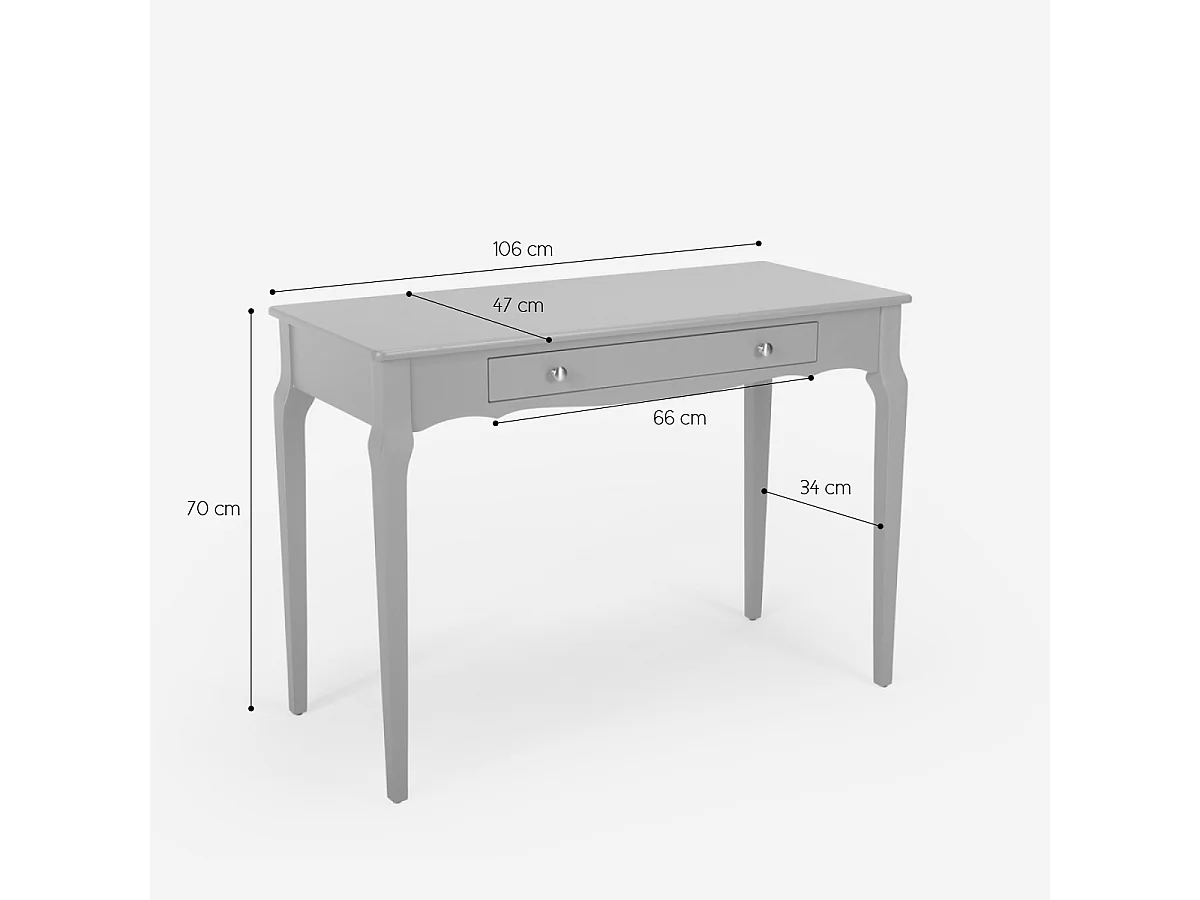 Tavolino consolle scrivania mobile ingresso shabby chic legno 106x47cm Toscano - Grigio