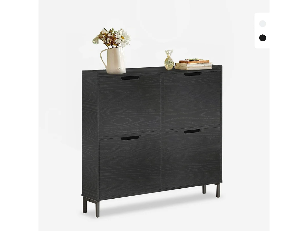 Scarpiera ingresso 4 scomparti a ribalta 8 paia di scarpe Botes - Nero