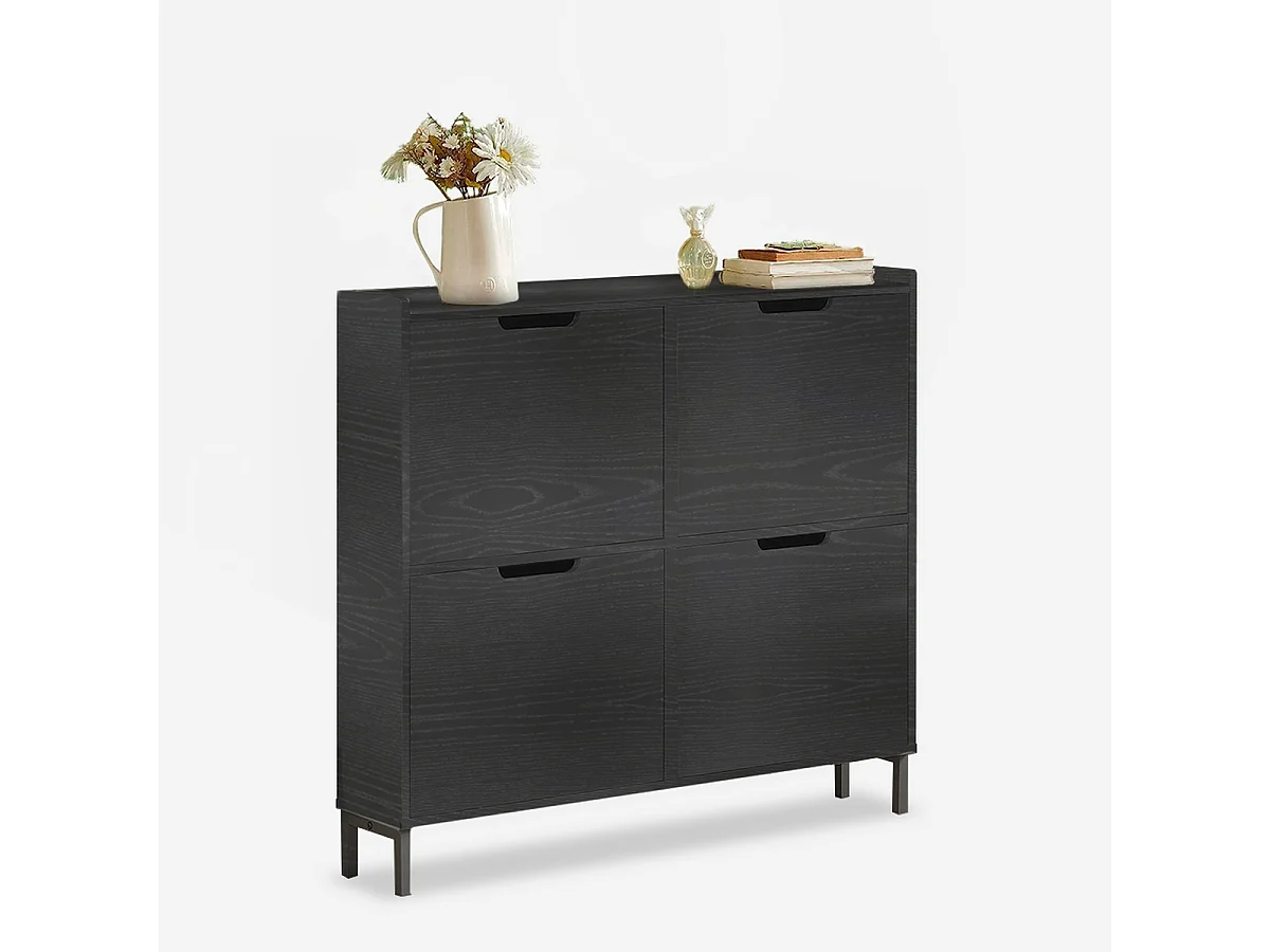 Scarpiera ingresso 4 scomparti a ribalta 8 paia di scarpe Botes - Nero