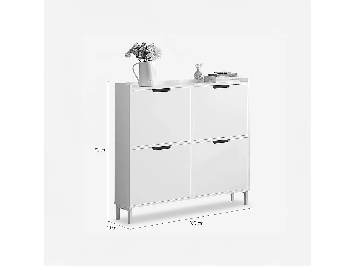 Scarpiera ingresso 4 scomparti a ribalta 8 paia di scarpe Botes - Nero