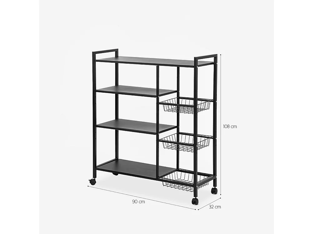 Chariot de cuisine pour fruits avec roulettes 4 étagères Faris Plus