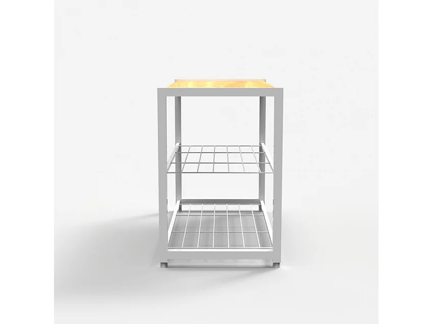 Scarpiera aperta ingresso 2 ripiani 1 mensola 8 paia di scarpe legno metallo Amnes - Bianco